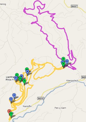 Brechfa Monster MTB route Google Maps