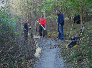 People working on trail.