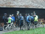 Riders outside Court Hill centre.