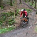 Riding some roots in the Forest of Dean downhill area.