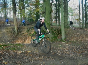 Rider exiting bomb hole.