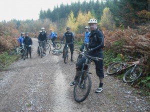 Riders on track in Forest of Dean.
