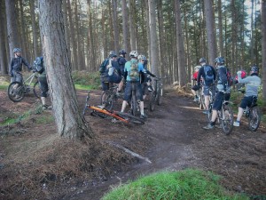 Riders near start of Monkey Trail at Cannock Chase.