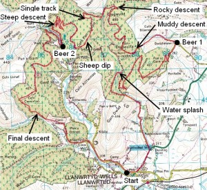 Map of Real Ale Wobble route from 2010.