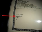 Menu with "floater coffee".