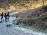 Ice on the mountain bike trail.