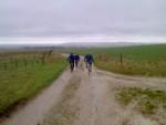 Mountain bike riders near the Wansdyke in Wiltshire.