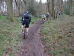 Mountain bike riders in Heycroft Shaw in the Chilterns.