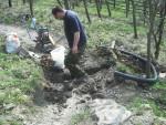 Drainage pipe on mountain bike trail.