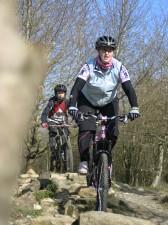 Woman mountain biker at Croft Trails, Swindon.