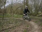 Woman mountain biker at Croft Trails, Swindon.