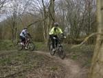 Woman mountain biker at Croft Trails, Swindon.