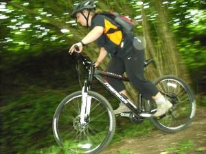 Mountain biker at Spirthill trail in Wiltshire.