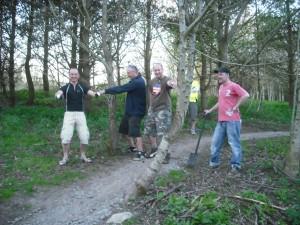 Trail build volunteers at Croft Trail in Swindon.