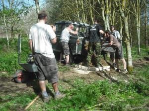 10_April_2010_Sun_Build_Day 010 Building jump at Croft Trails.