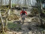 MBSwindon club rider on steep slope in Wyre Forest.