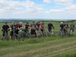 Group of mountain bike riders on the Ridgeway near Wantage.