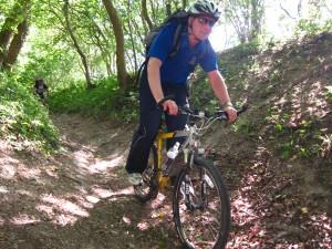 Rider going down a hill.