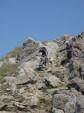 Mountain bike rider descending the steepest part of Cader Idris.