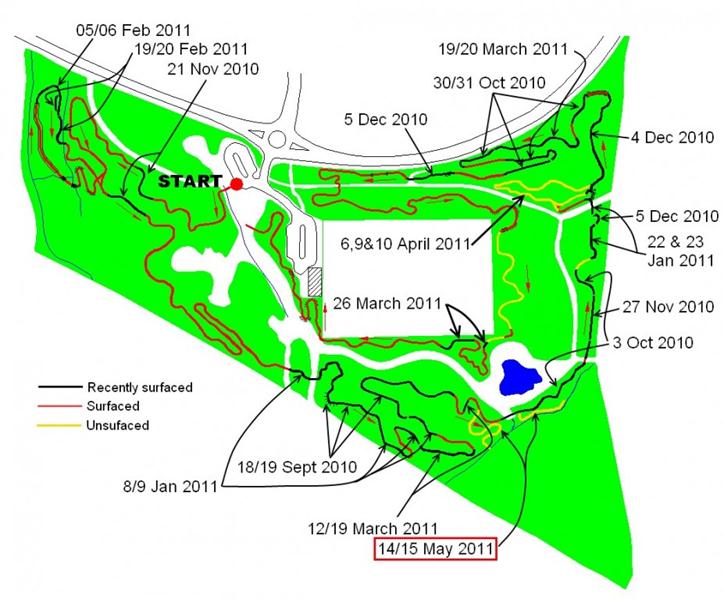 Trail build map for Croft Trail in Swindon. May 2011.