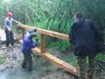 Building a mountain bike track bridge at Croft Trail in Swindon.