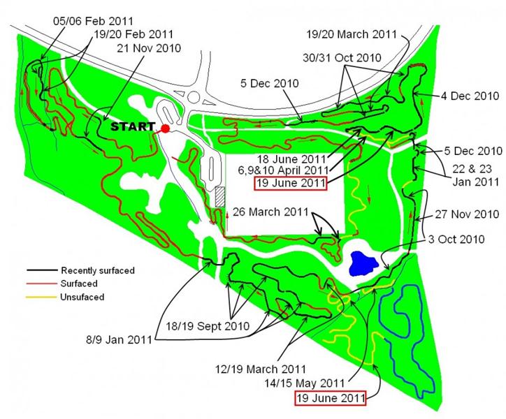 Trail build progress map 19th June 2011.