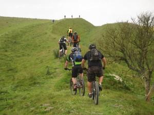 03_July_2011_Sun_Ridgeway_Epic 036 Mountain bike riders on the Wansdyke in Wiltshire.