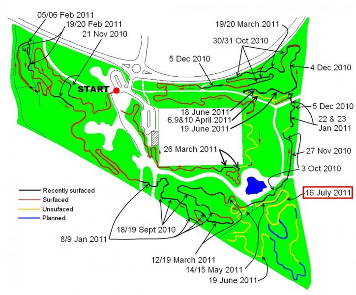 Trail build progress map 2011.