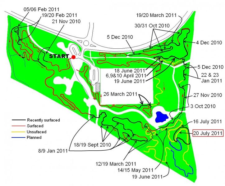 Trail build progress map July 2011.