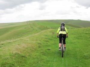 Mountain biker on the Wansdyke.