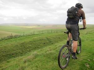 Mountain biker on the Wansdyke.