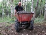 Power barrow with gravel for mountain bike trail.