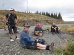 Resting on a mountain bike ride in mid Wales.