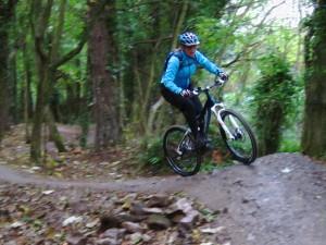 Woman riding at Ashton Court trails