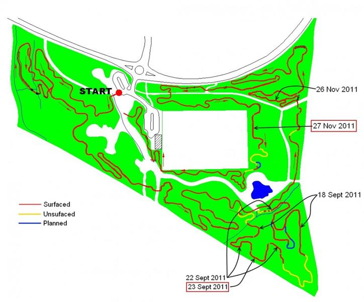 Trail build progress map at Croft Trail in Swindon Nov 2011. 