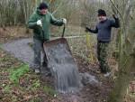 Tipping limestone chippings.