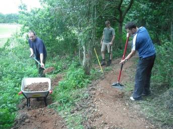 Building a berm at the Croft Trail in Swindon.