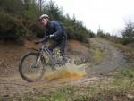 Big puddle splash at Crychan Forest in Wales.