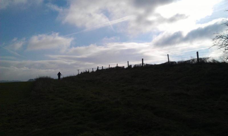 Silhouette of a mountain bike rider.