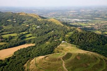 Aerial view of the Malvern Hills.