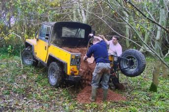 Land Rover enthusiast helping local mountain bike club in Wiltshire.