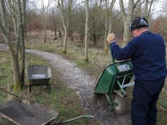 Tipping Limestone chippings at the Croft Trail in Swindon.