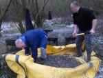 Large sack of gravel at trail build day.