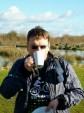 Drinking mug of tea at Cotswold Water Park.