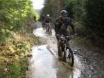 Big puddle at Brechfa on bike.