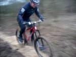 Artistic blurry photo of a mountain biker at Croft Trail in Swindon.