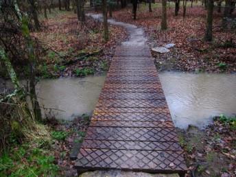 Bridge at mountain bike trail in Wiltshire.