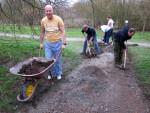 Team of volunteers building a path in Swindon.