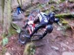 Big mountain bike crash on steps at Cwm Carn