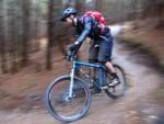 Riding downhill at Swinley Forest.
